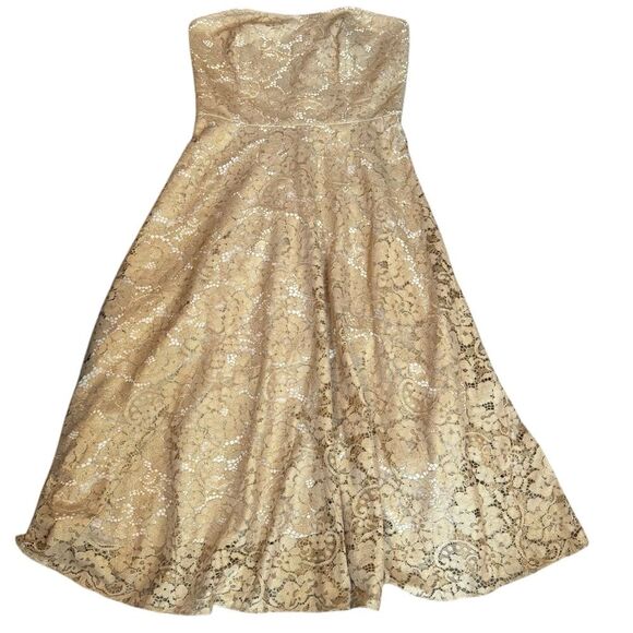 Lilly Pulitzer Sz 10 Aubrianna Strapless Midi Dress Gold Lace Metallic Gown‎ NWT - Picture 2 of 14